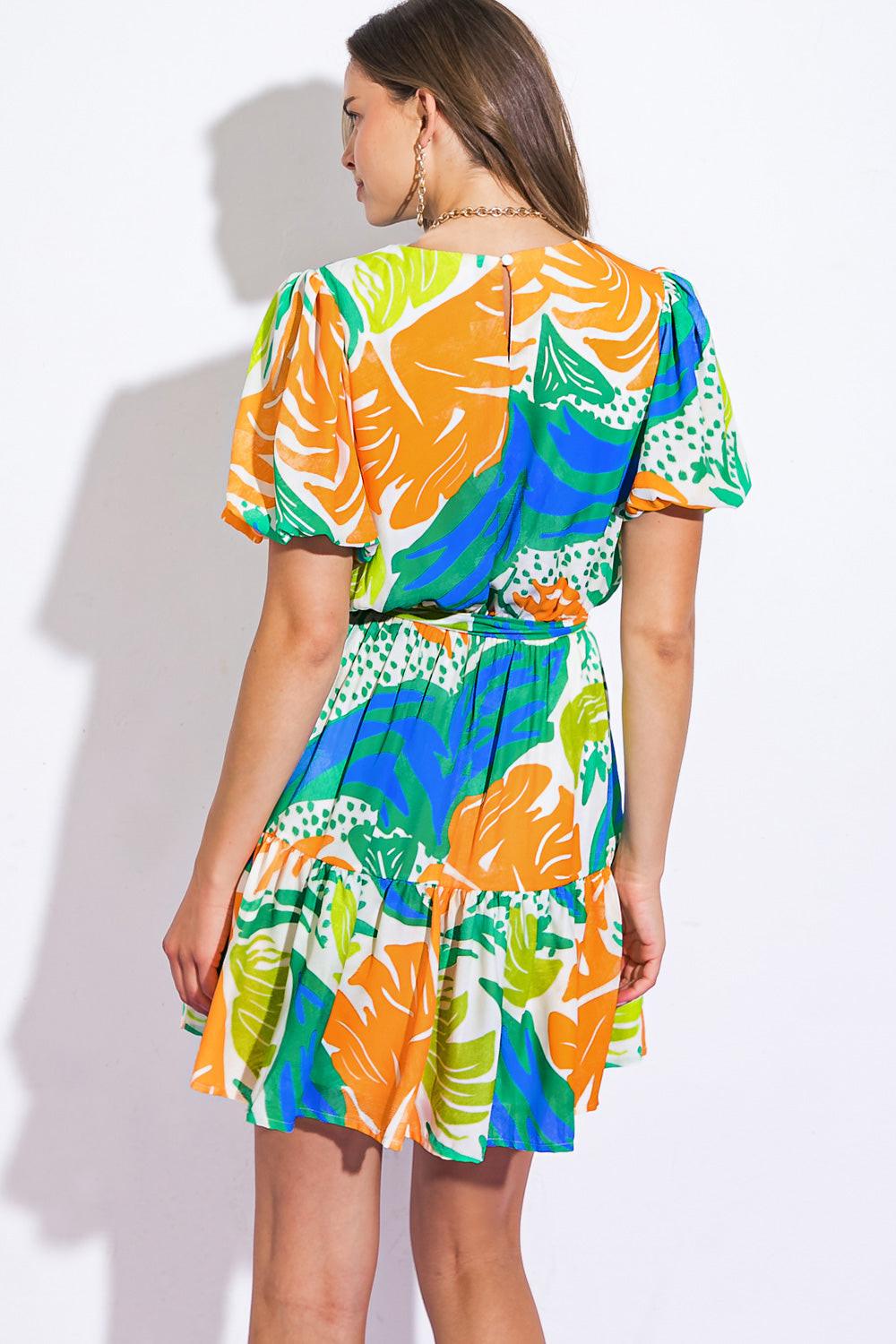 LISTEN TO THE MUSIC WOVEN MINI DRESS.