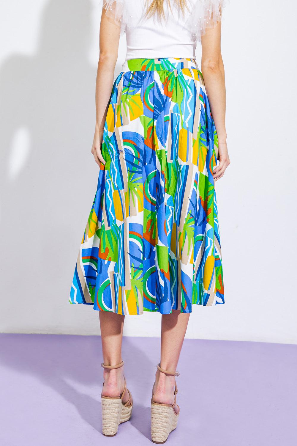 ARE WE THERE YET WOVEN MIDI SKIRT.