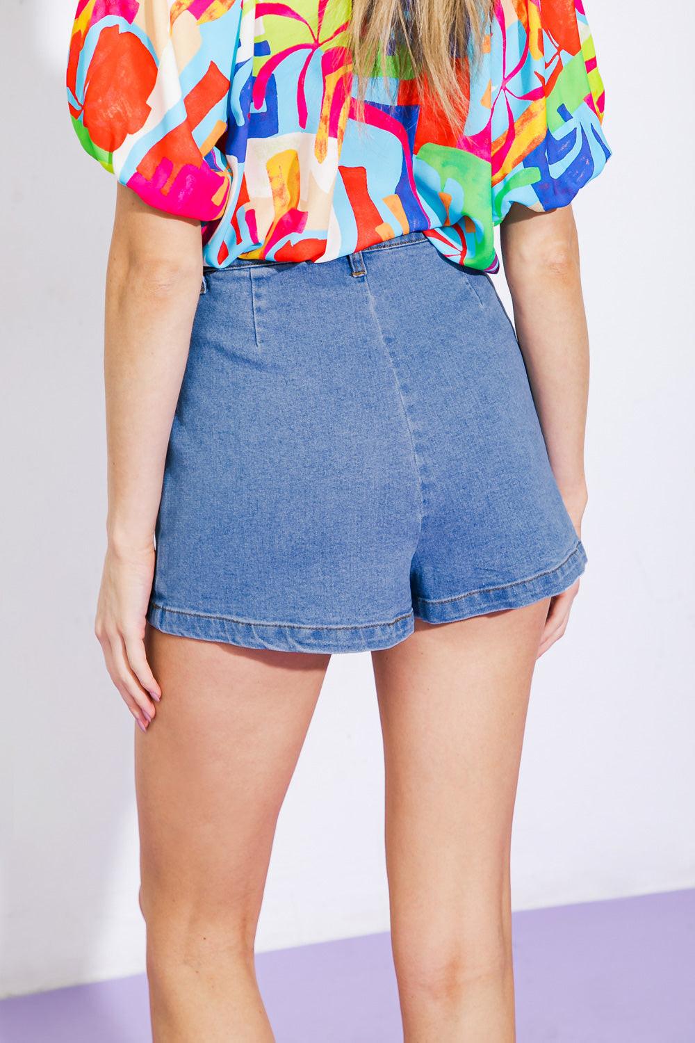 SUNNY ROMANCE DENIM SKORT.