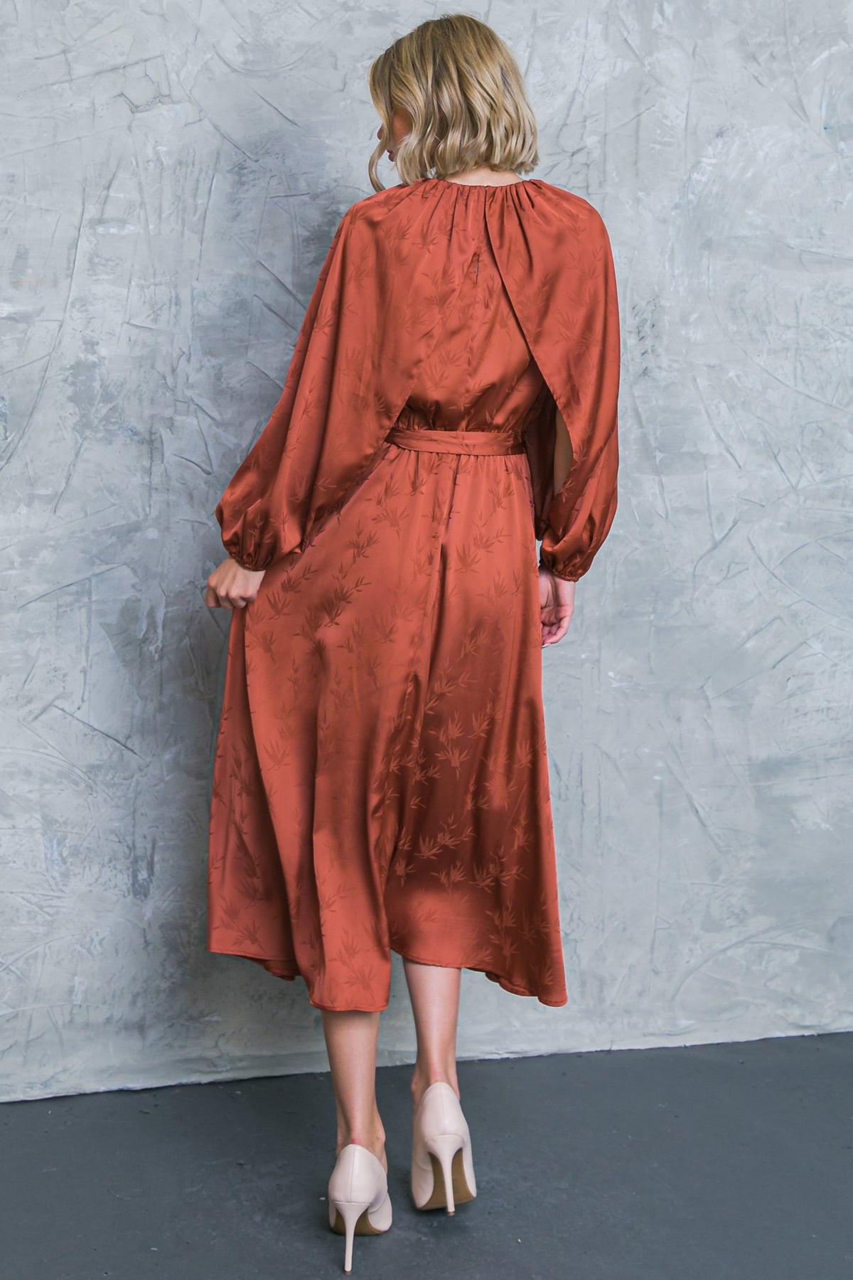 PROGRESS OVER PERFECTION SATIN MIDI DRESS.