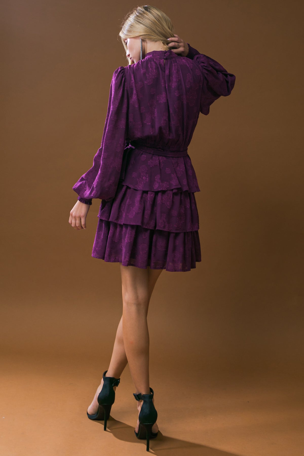 GORGEOUS GIRL PURPLE WOVEN MINI DRESS