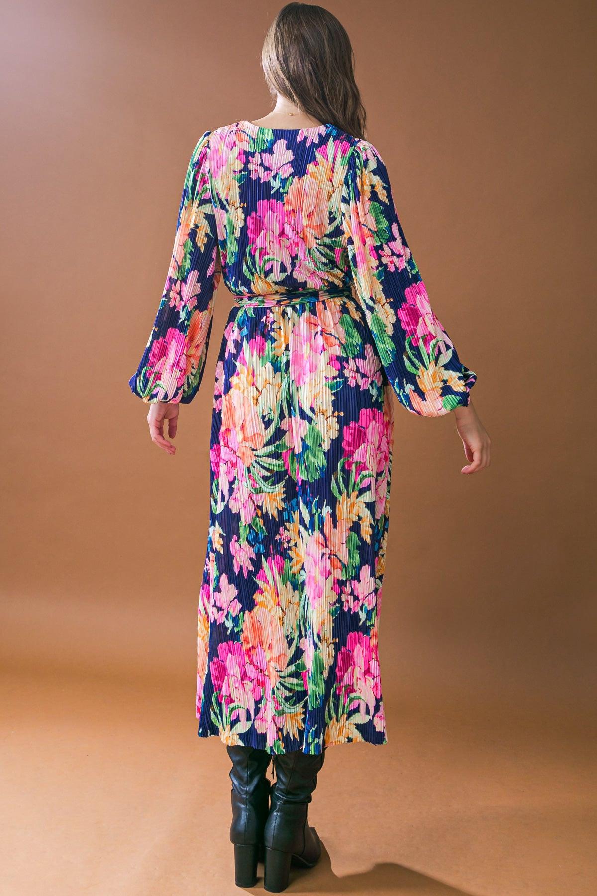 BREATHTAKING MOMENT WOVEN PLISSE MIDI DRESS.