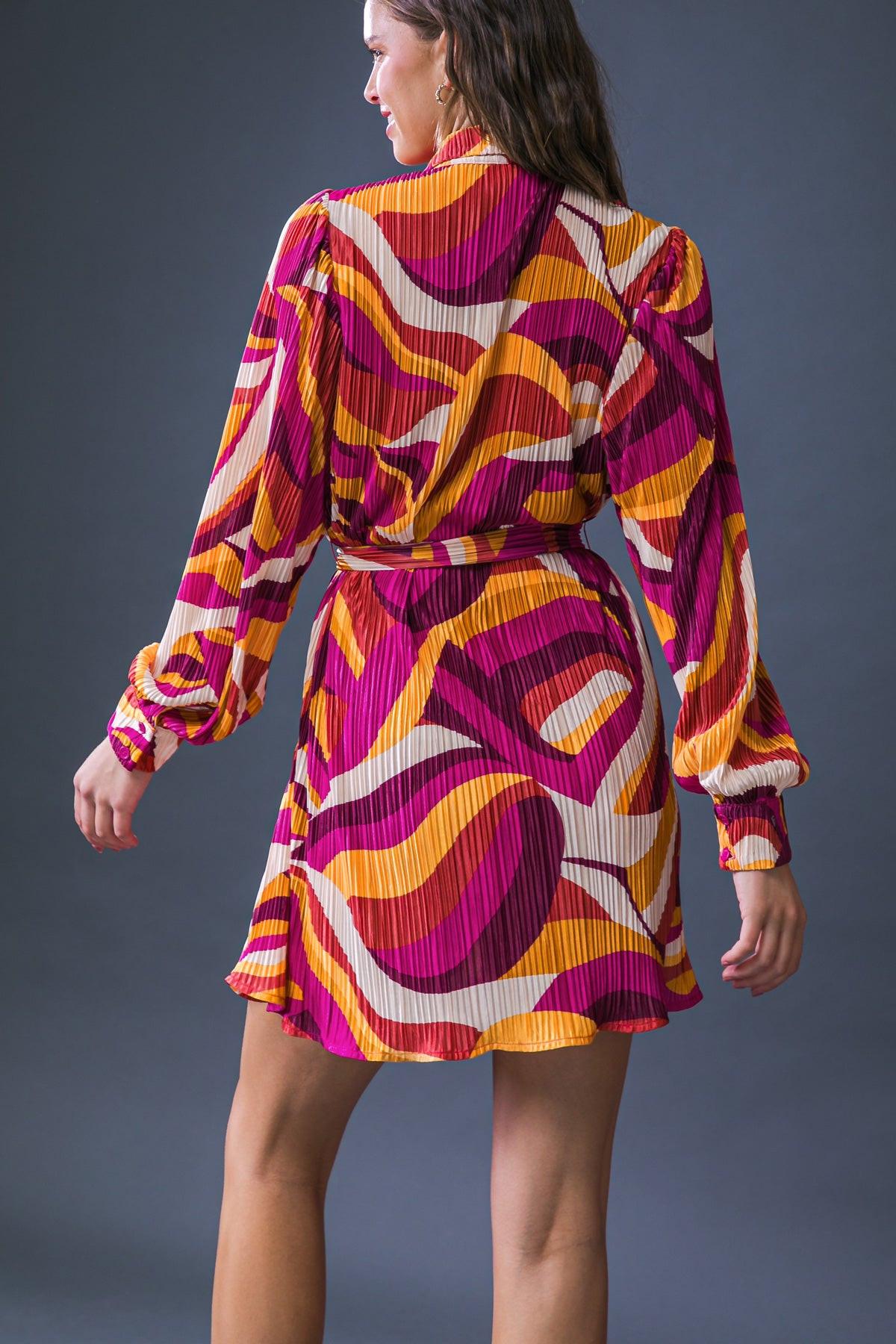 GET ON BOARD WOVEN PLISSE MINI DRESS.
