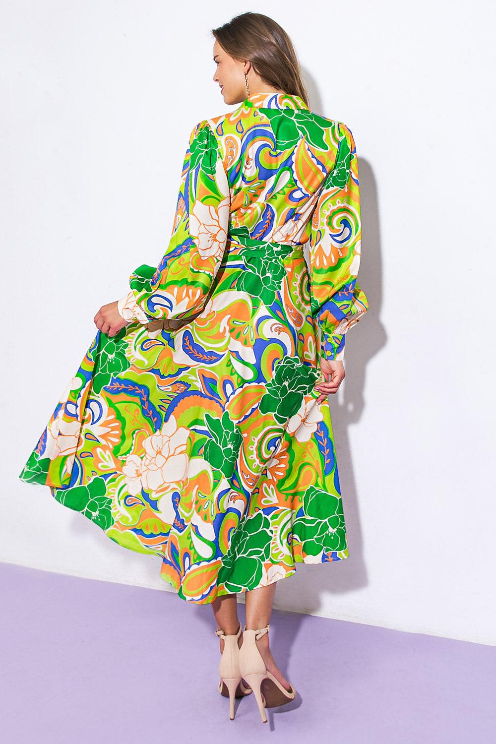 DESIRABLE STYLE WOVEN MIDI DRESS.