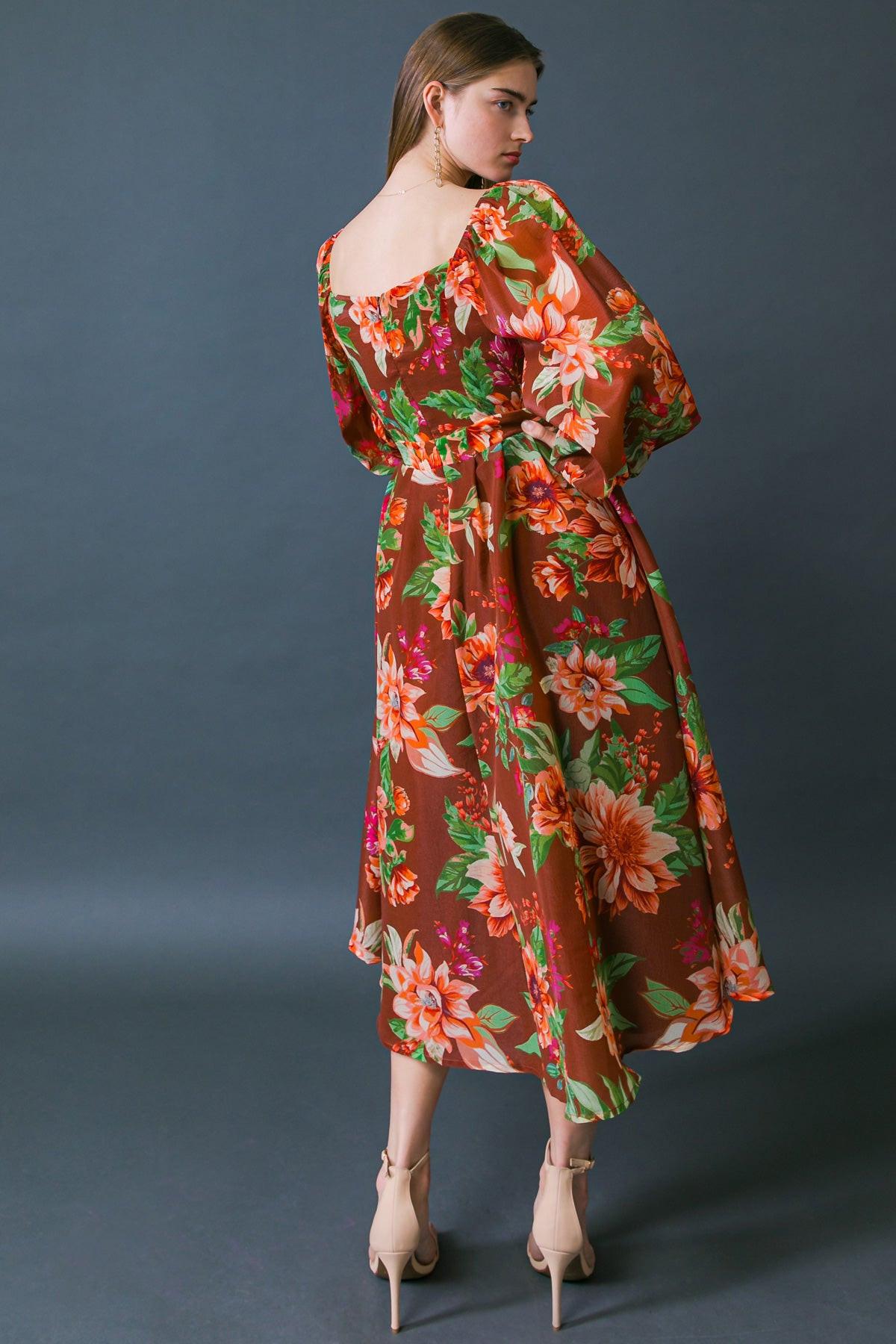 LET IT HAPPEN WOVEN ORGNZA MIDI DRESS.