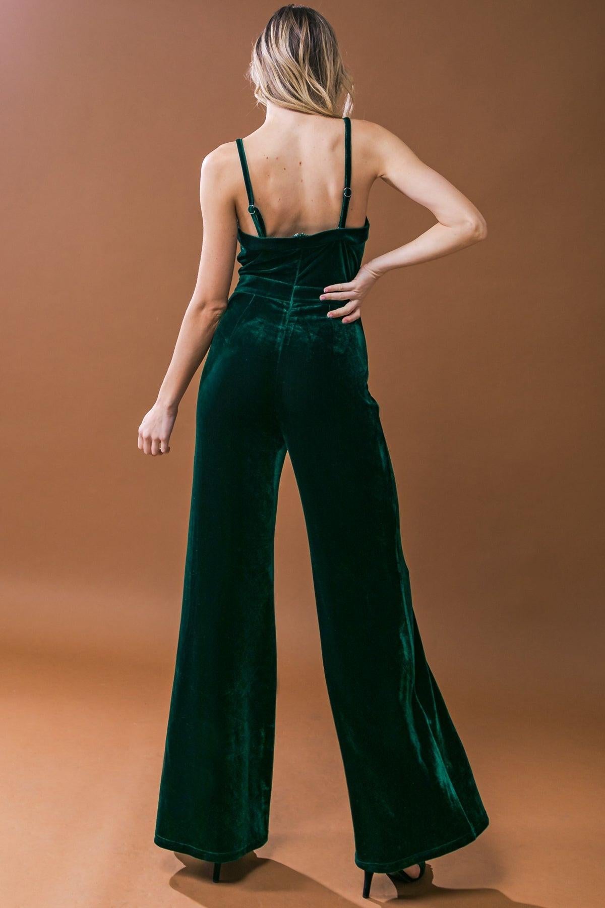 BLOW A KISS VELVET JUMPSUIT.