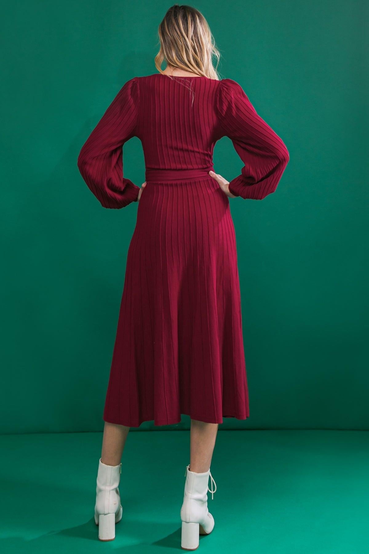 KEEP LOOKING UP SWEATER MIDI DRESS.