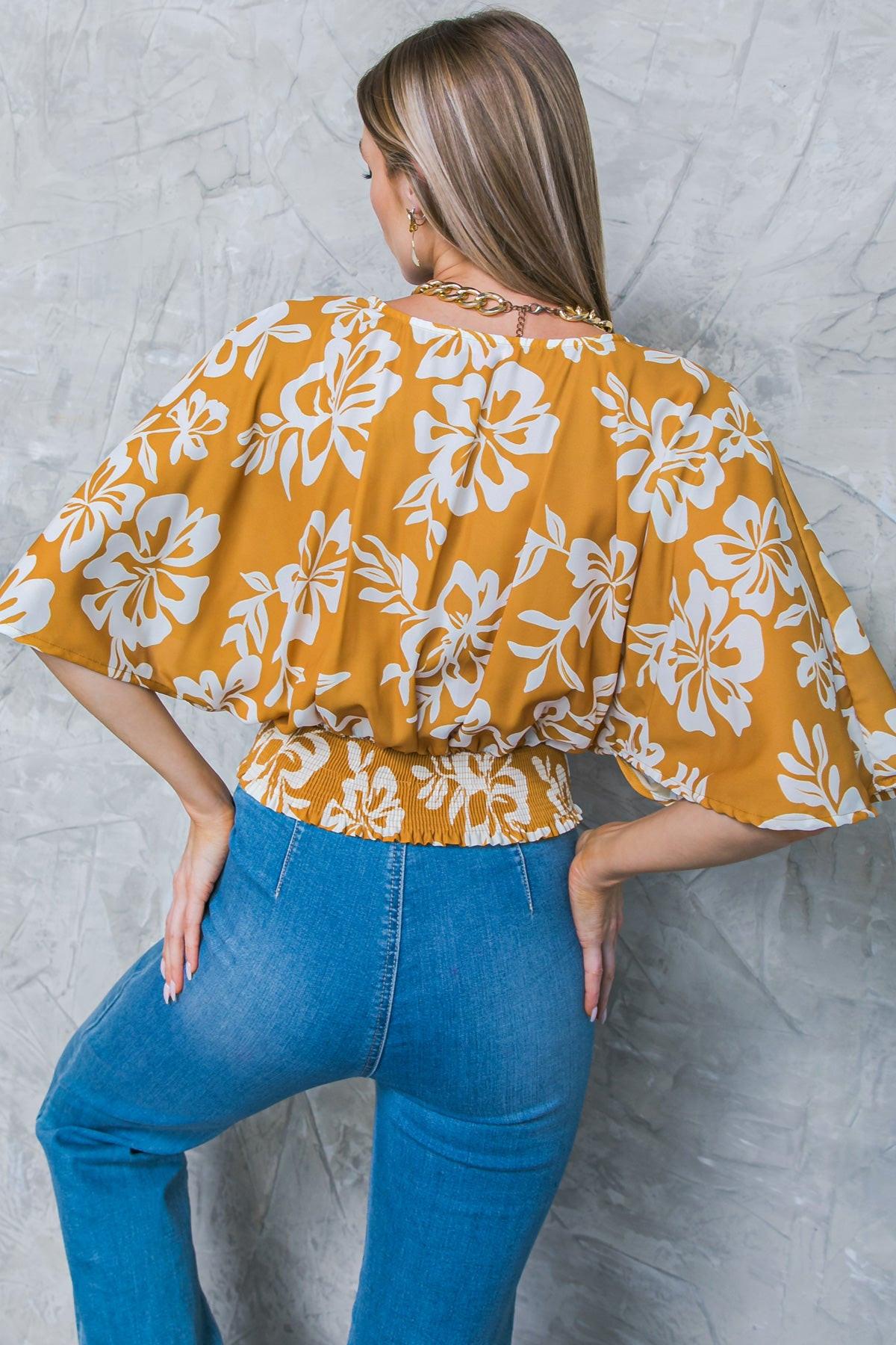 LET THE LIGHT IN BROWN WOVEN TOP.
