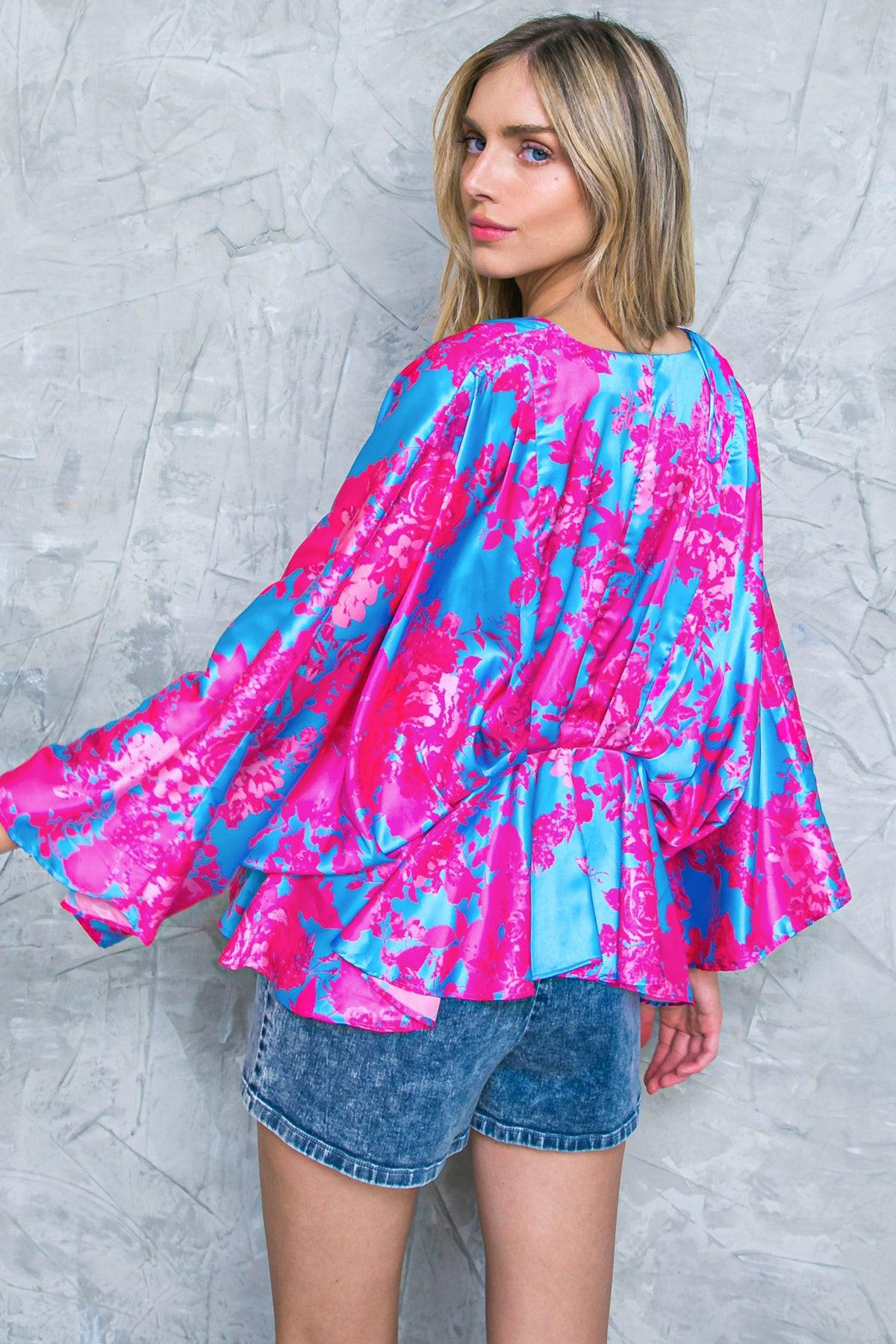 HERE WE GO AGAIN BLUE WOVEN TOP.