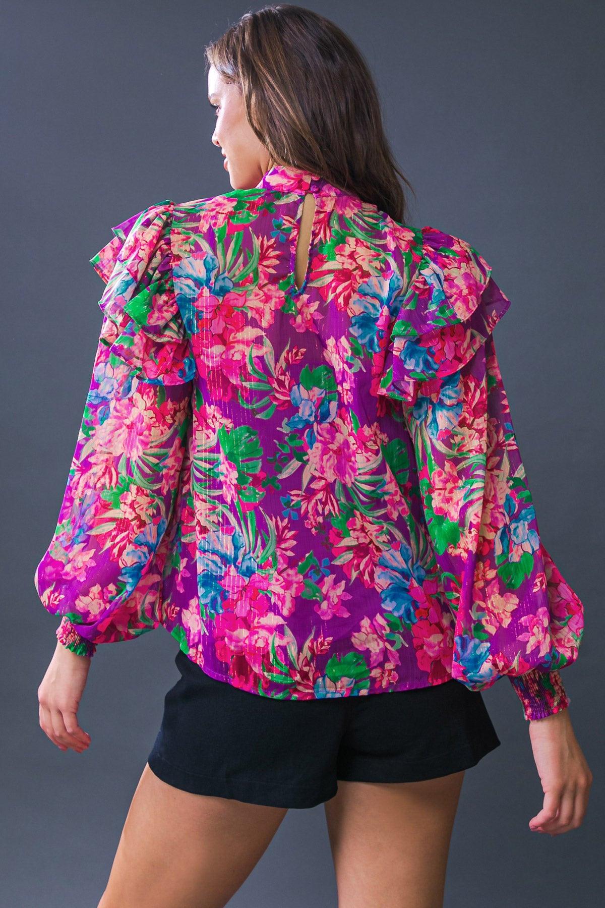 MAKES ME HAPPY WOVEN TOP.