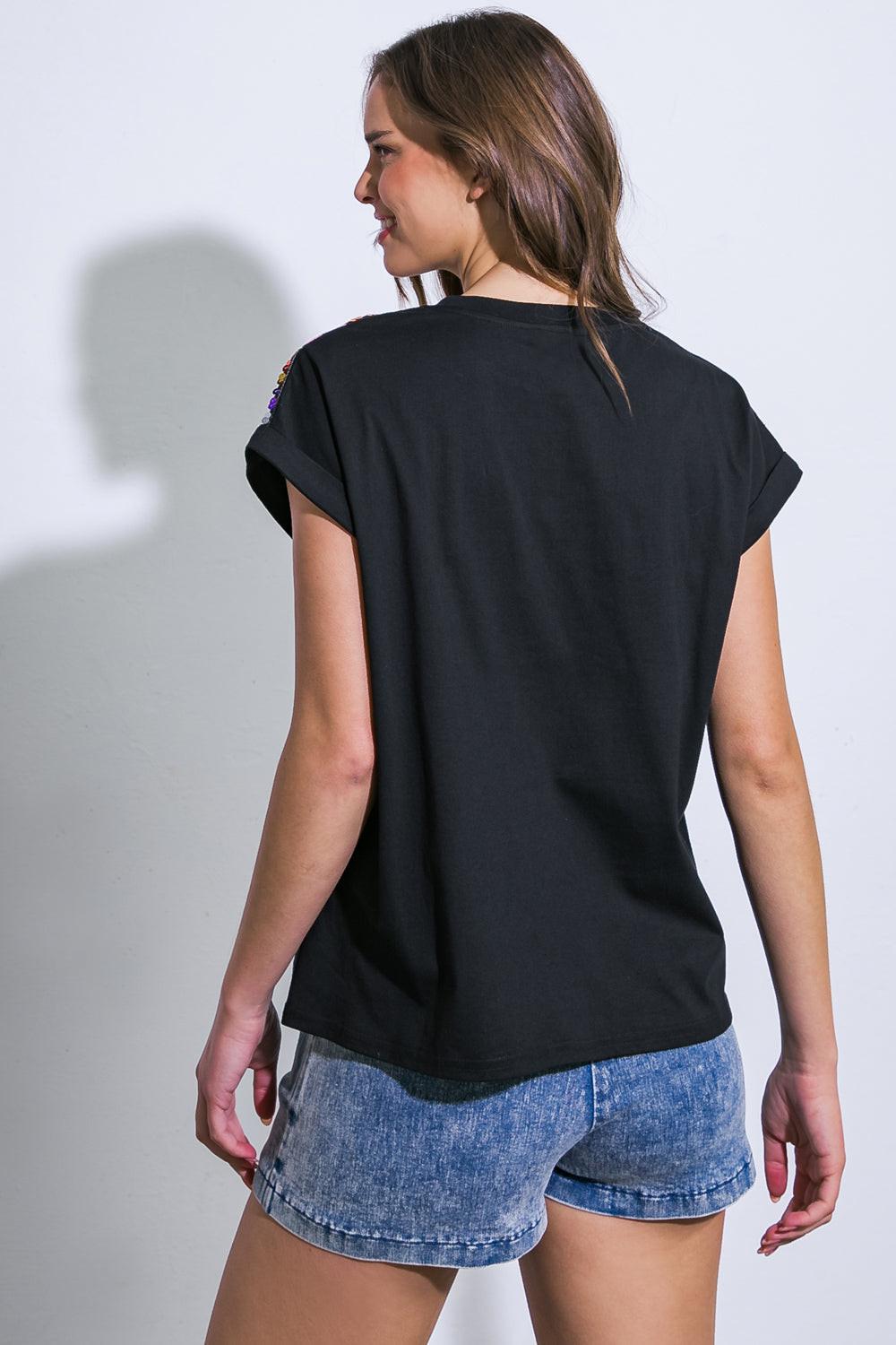 HOW I'M FEELING BLACK KNIT TOP.