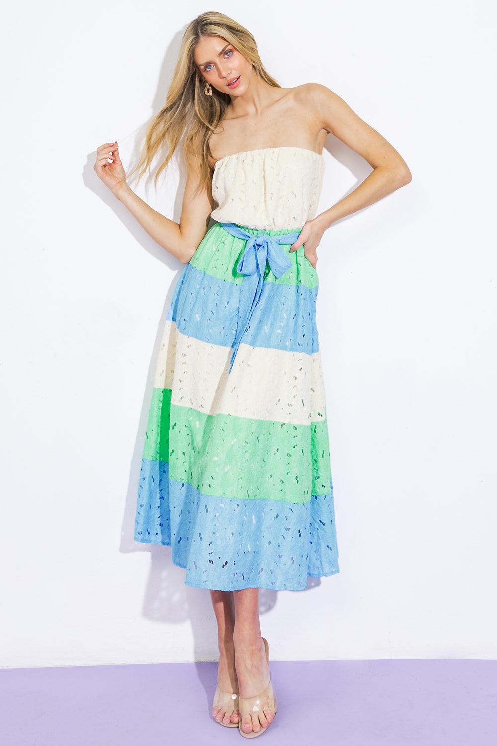 TAKE ME TO CABO WOVEN MIDI DRESS.