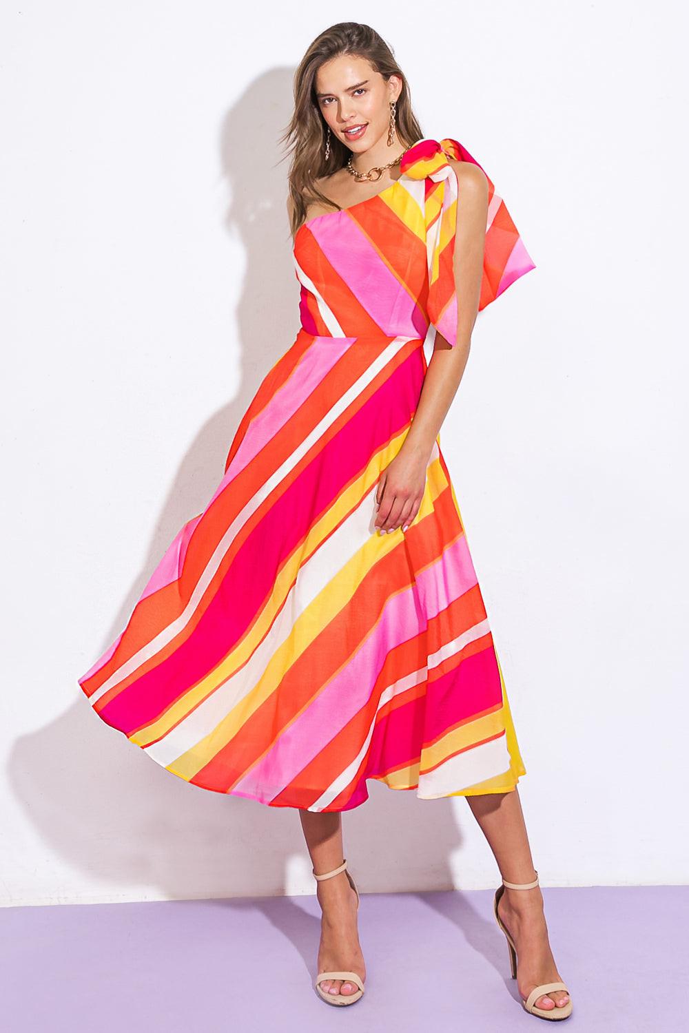 SWEETEN THE DAY WOVEN MIDI DRESS.