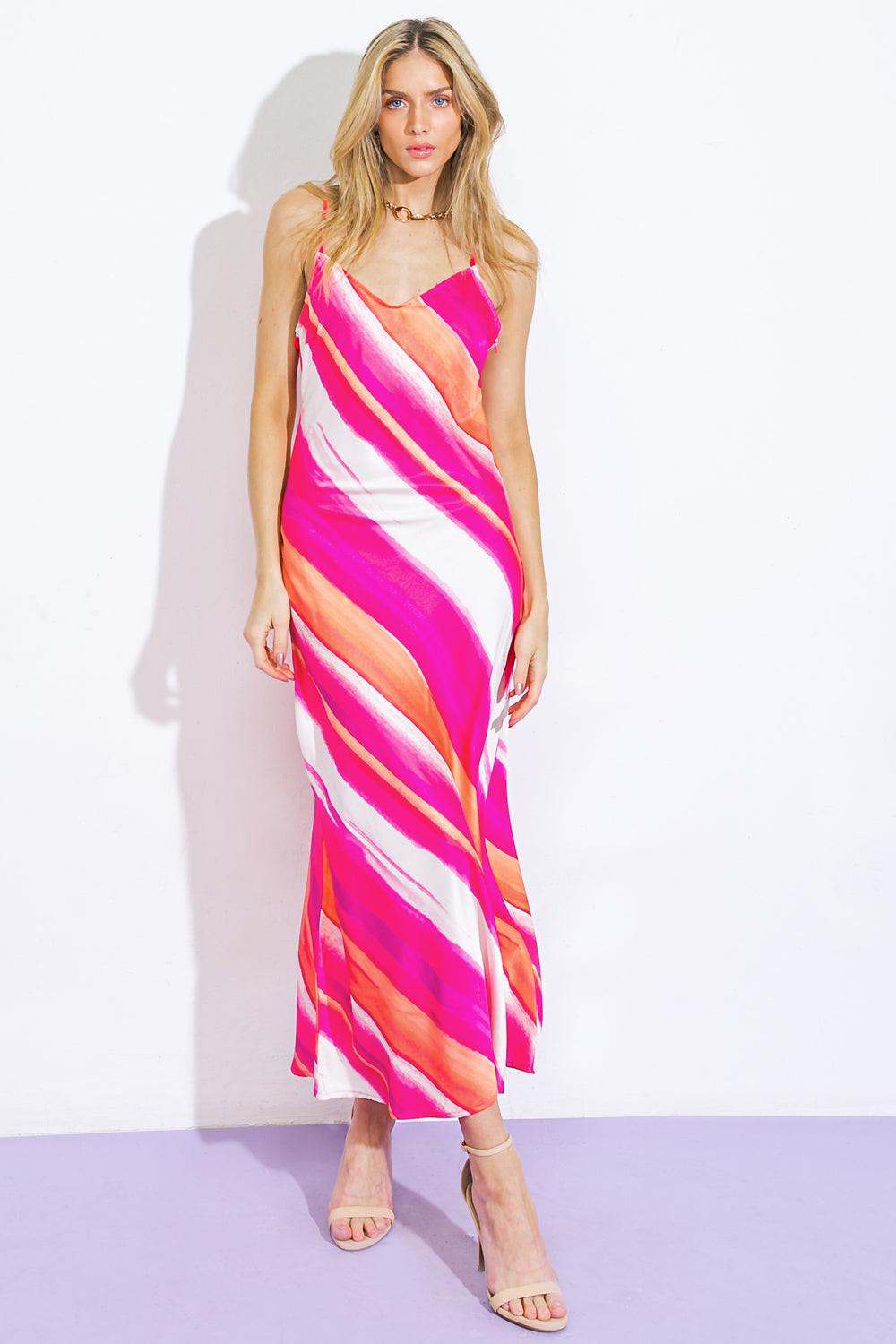 SPRING FLING WOVEN MIDI DRESS.