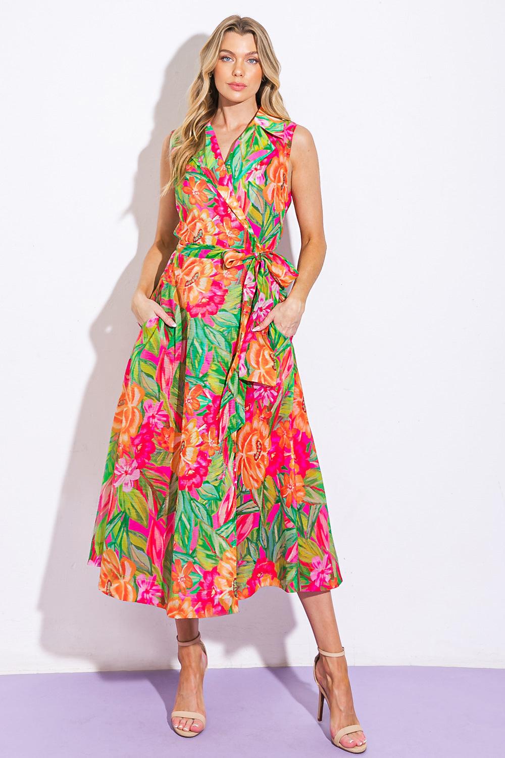 EVERYDAY DREAMS WOVEN MIDI DRESS.