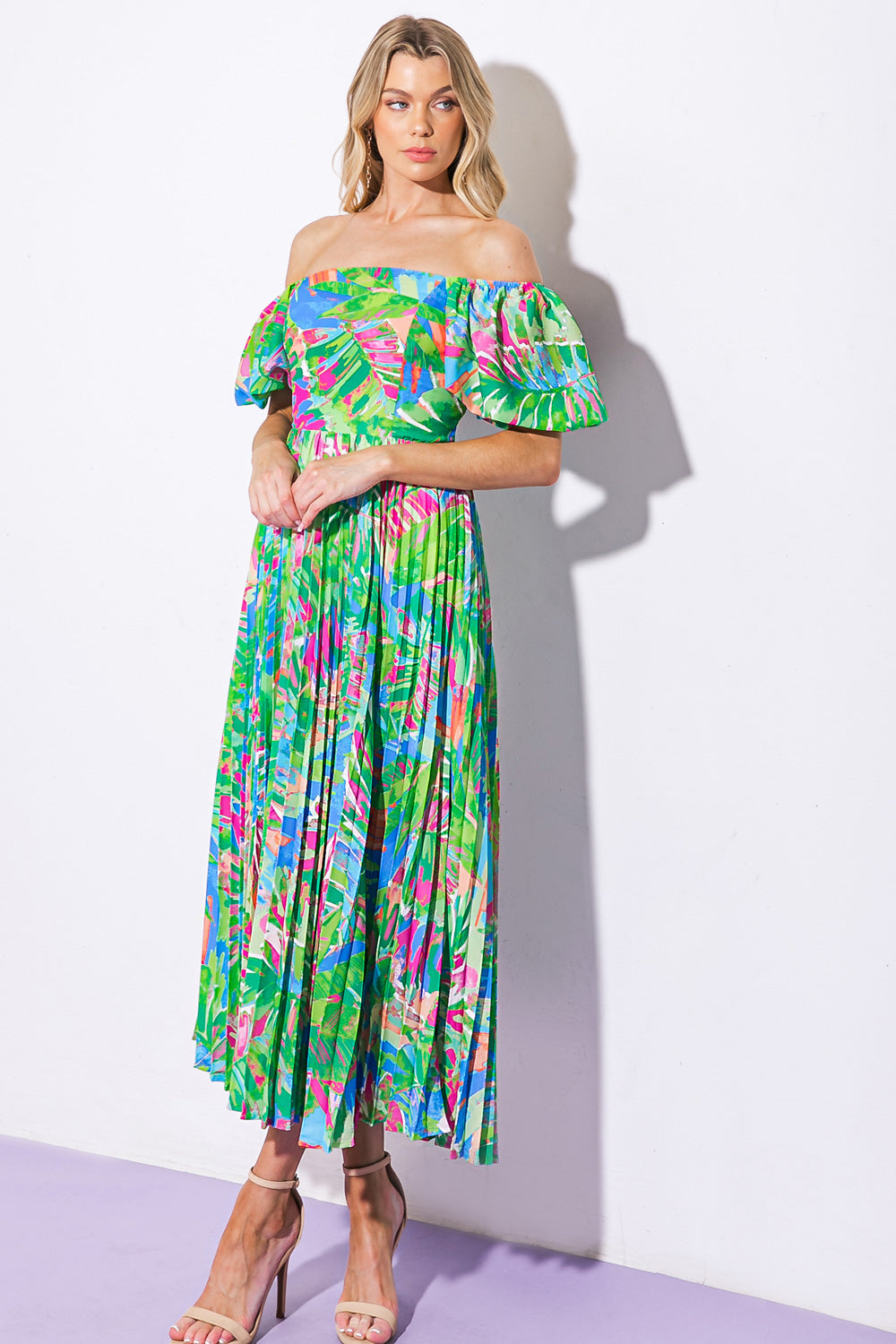 HIGH TIDE HEAVEN IN LOVELY BLOSSOMS WOVEN MIDI DRESS