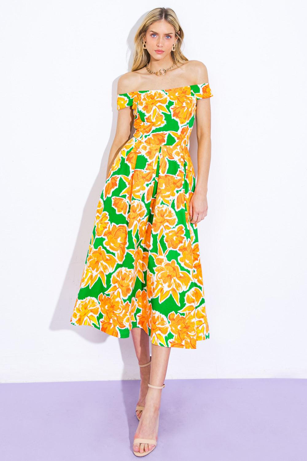 WHERE I WANT TO BE TWILL MIDI DRESS.