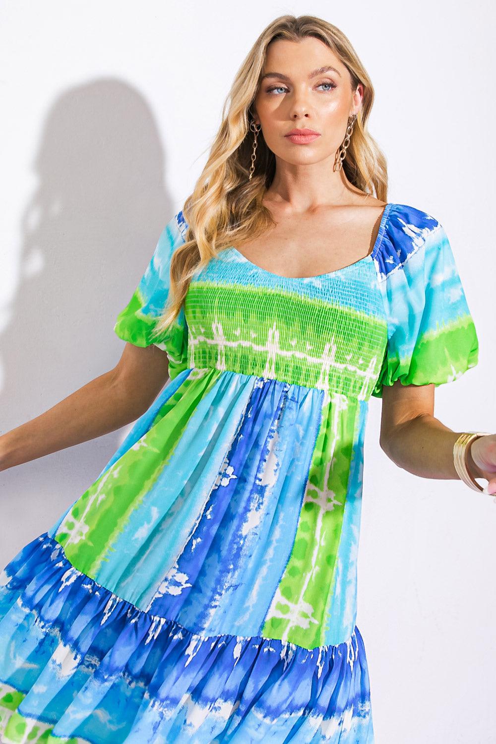 ESSENCE OF SUMMER WOVEN MINI DRESS.
