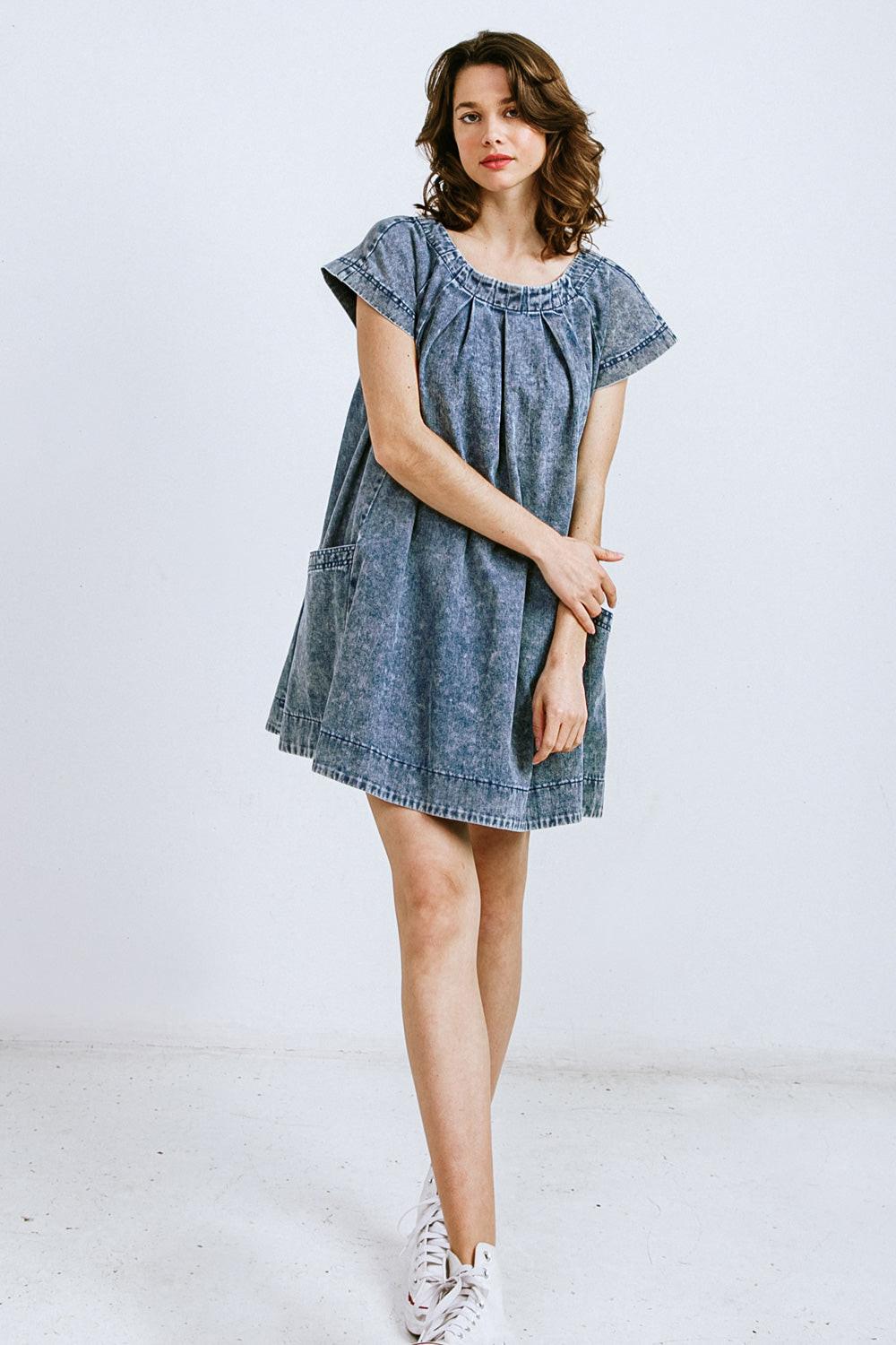 ALL ABOUT HER DENIM MINI DRESS l FLYING TOMATO | Flying Tomato