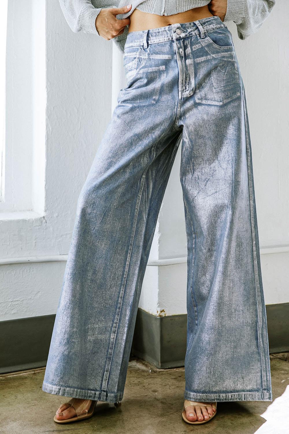 PEACE AND JOY DENIM PANTS.