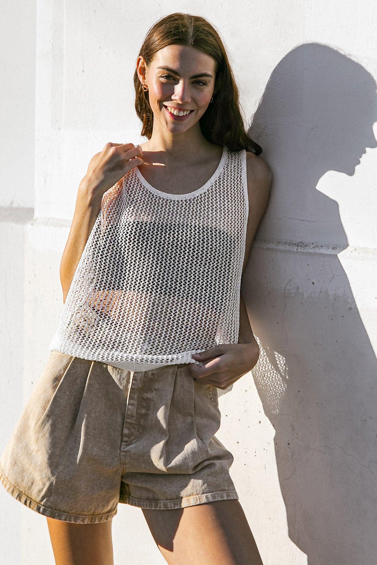 LOST IN THE WAVES WOVEN TANK TOP.