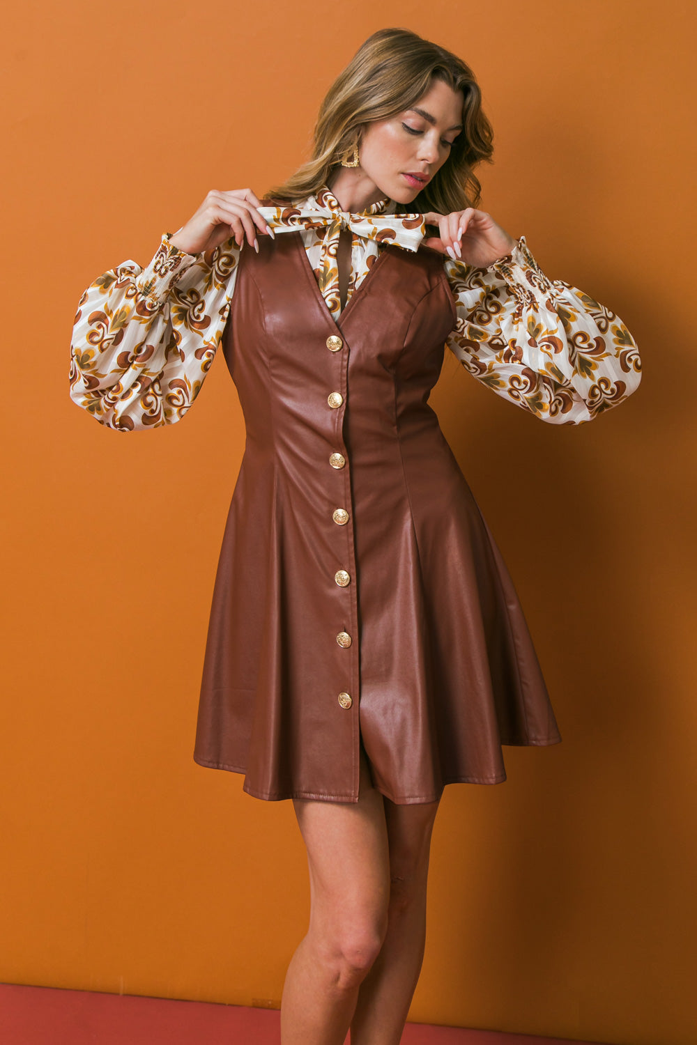 HIGH TIER LEATHER MINI DRESS