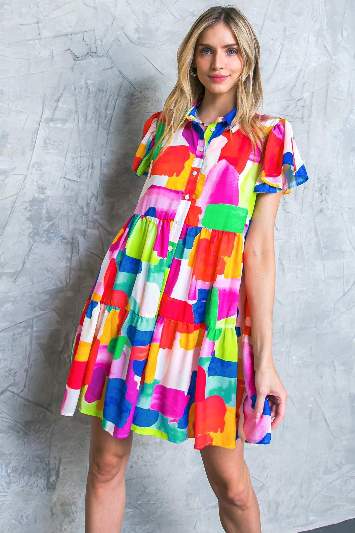 TEMPTING ME PRINT MINI DRESS.