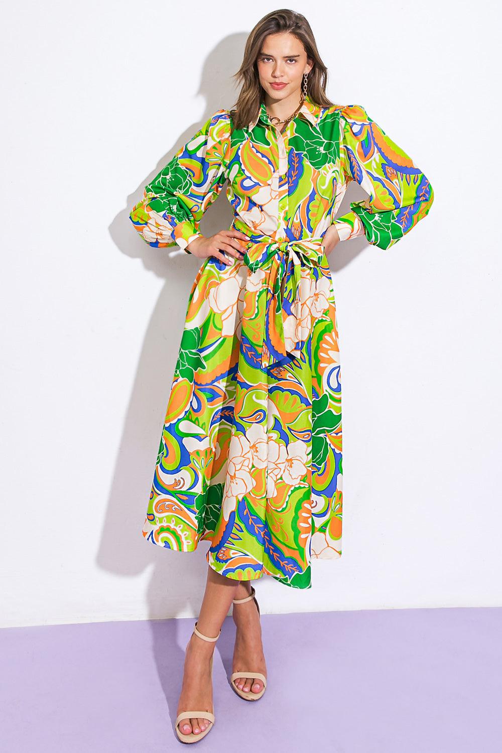 DESIRABLE STYLE WOVEN MIDI DRESS.