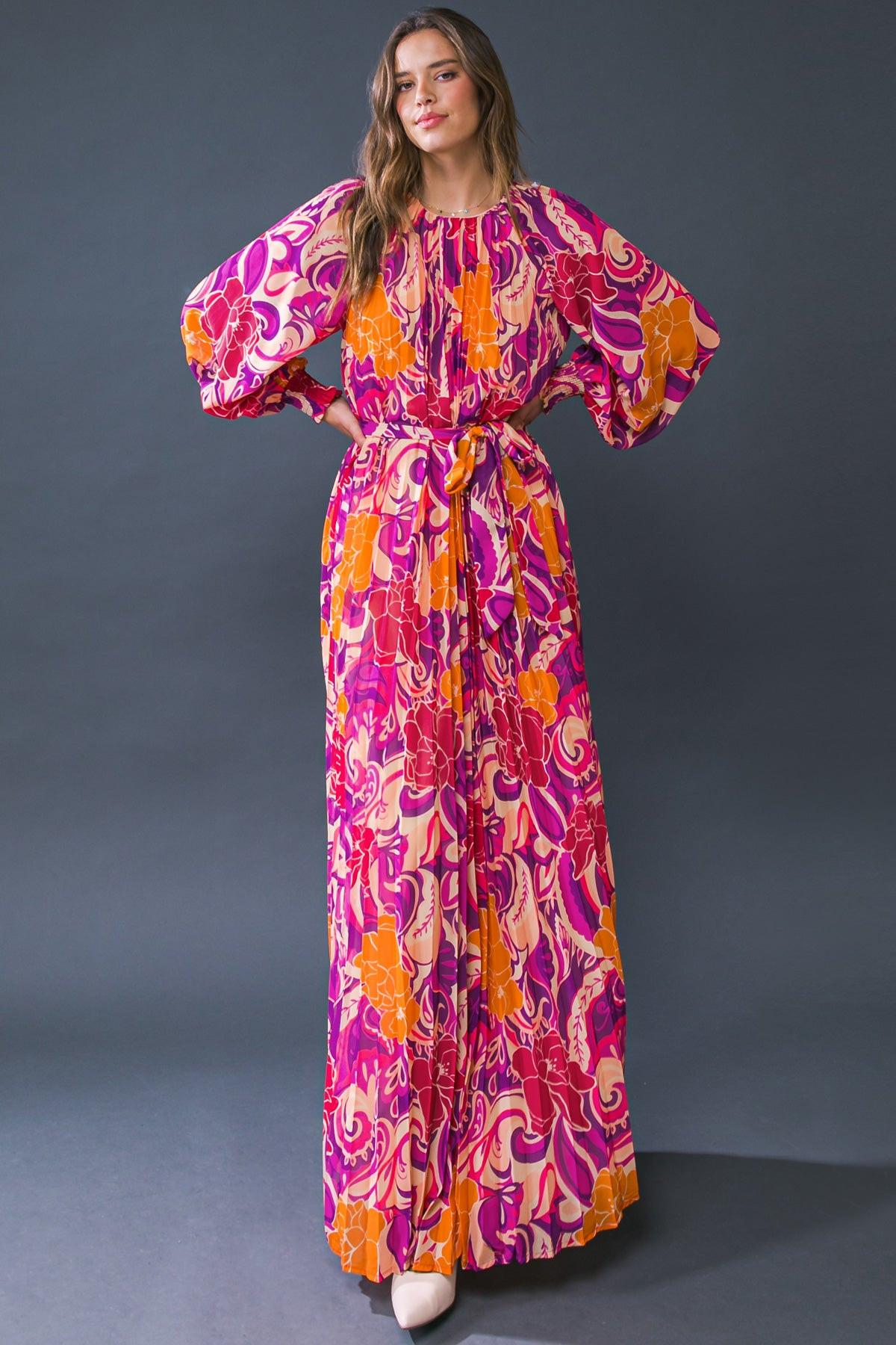 CHANGING LOCATIONS WOVEN MAXI DRESS.