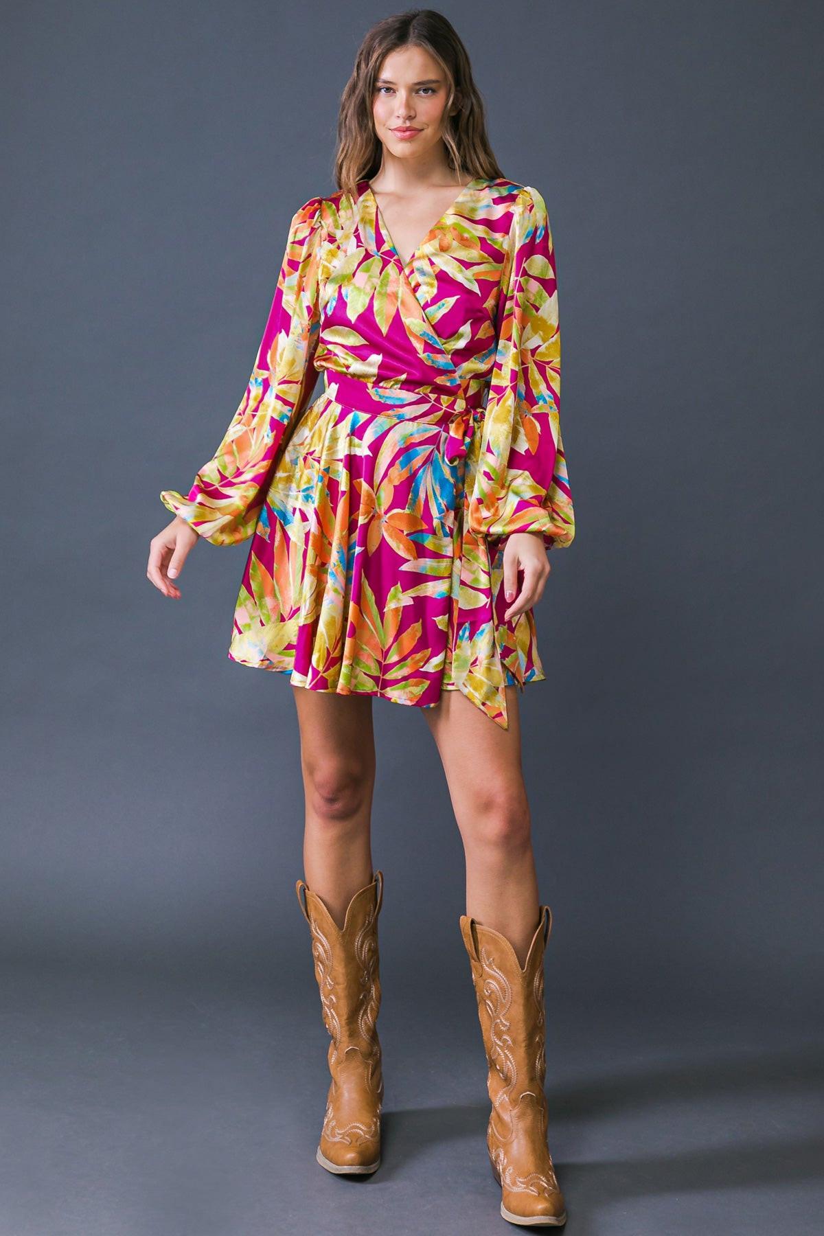 ALL FALL LONG WOVEN MINI DRESS.