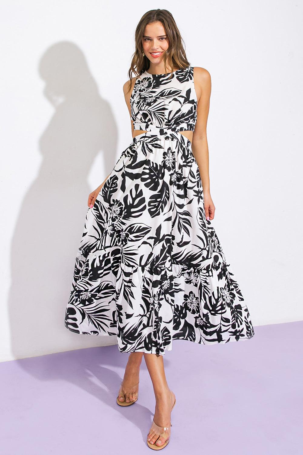 LIVE YOUR TRUTH WOVEN MIDI DRESS.