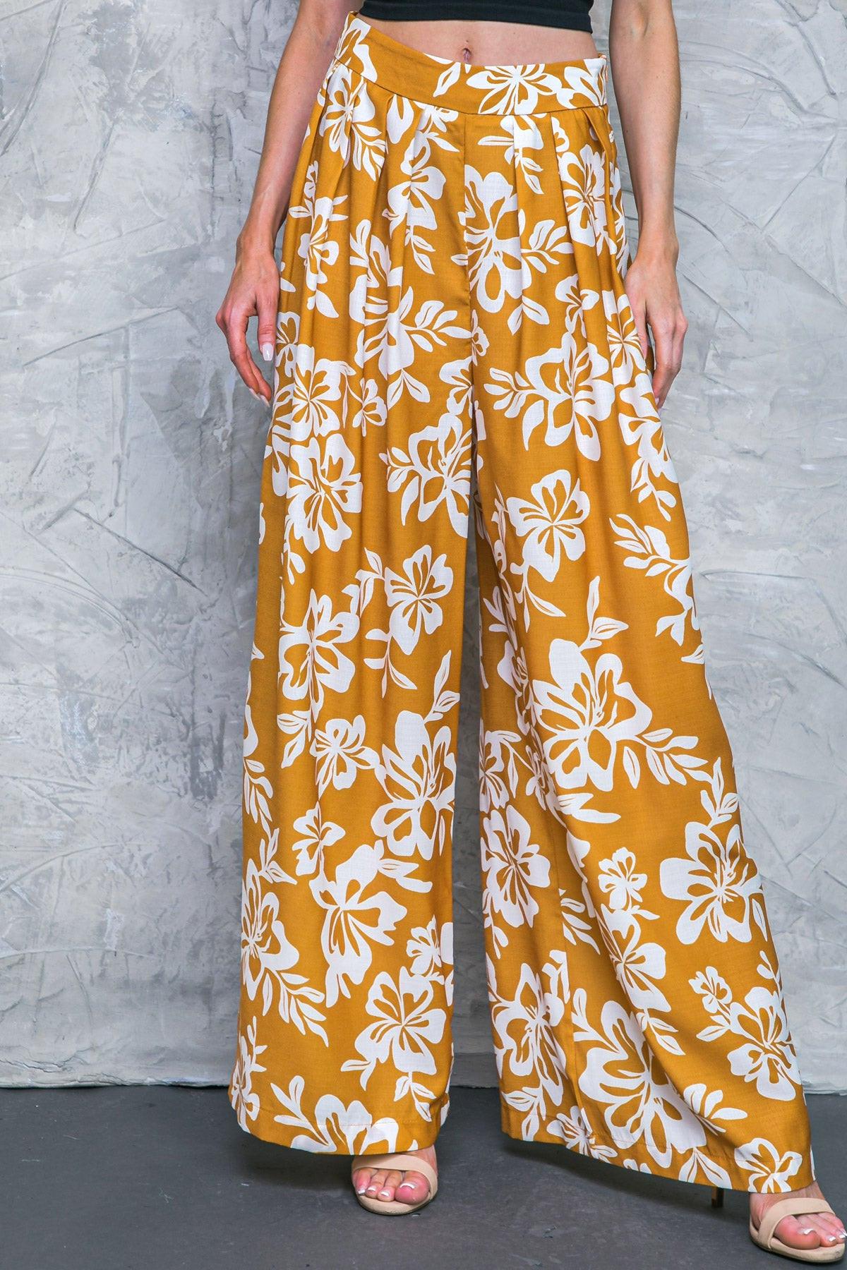 LET THE LIGHT IN BROWN WOVEN PANTS.