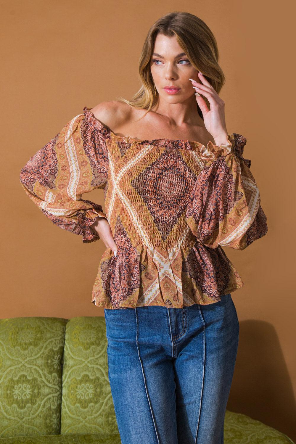 BOHO RAINBOW WOVEN TOP.