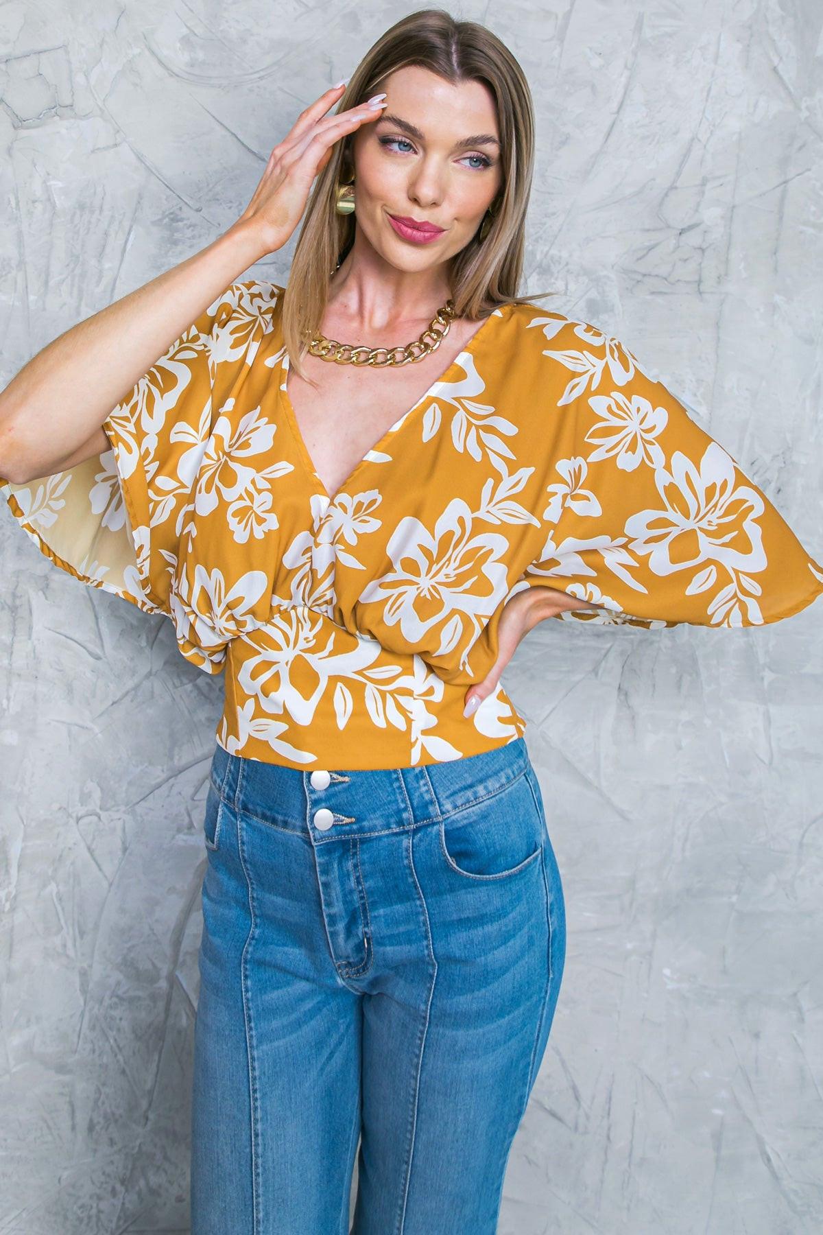 LET THE LIGHT IN BROWN WOVEN TOP.