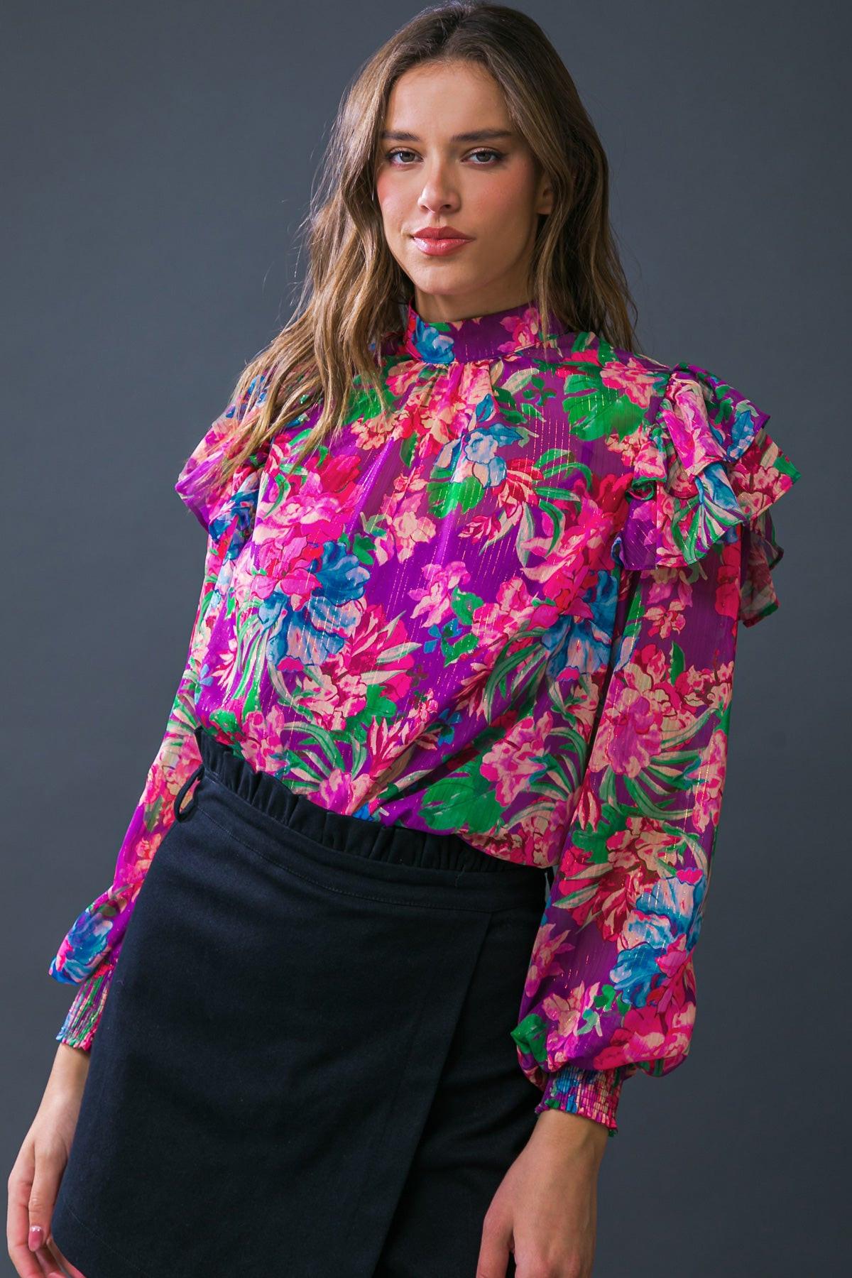 MAKES ME HAPPY WOVEN TOP.