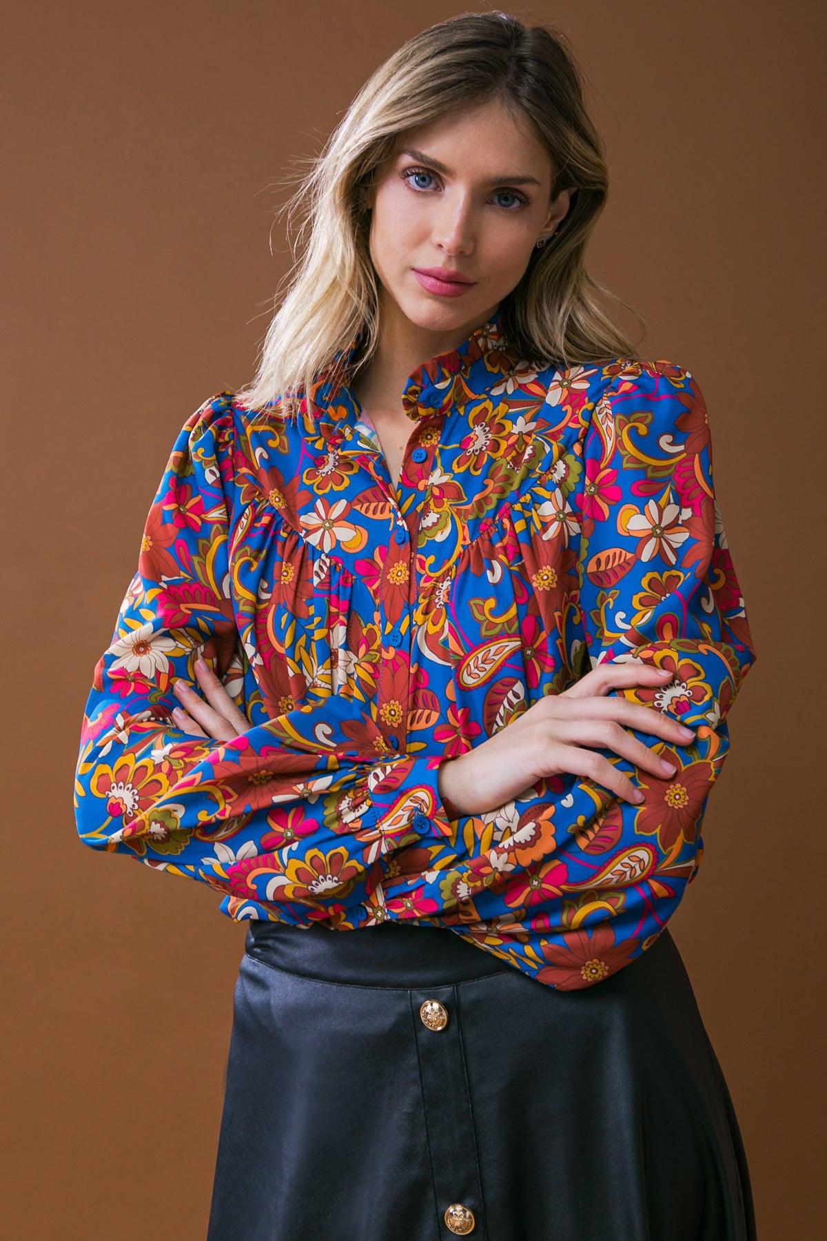 IMPRESSIVE BLOSSOM WOVEN TOP.