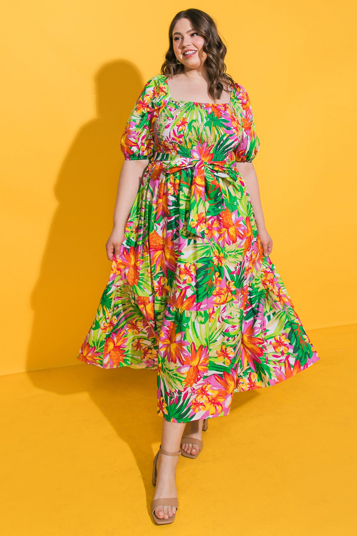 SUMMER JOURNEY FLORAL MIDI DRESS