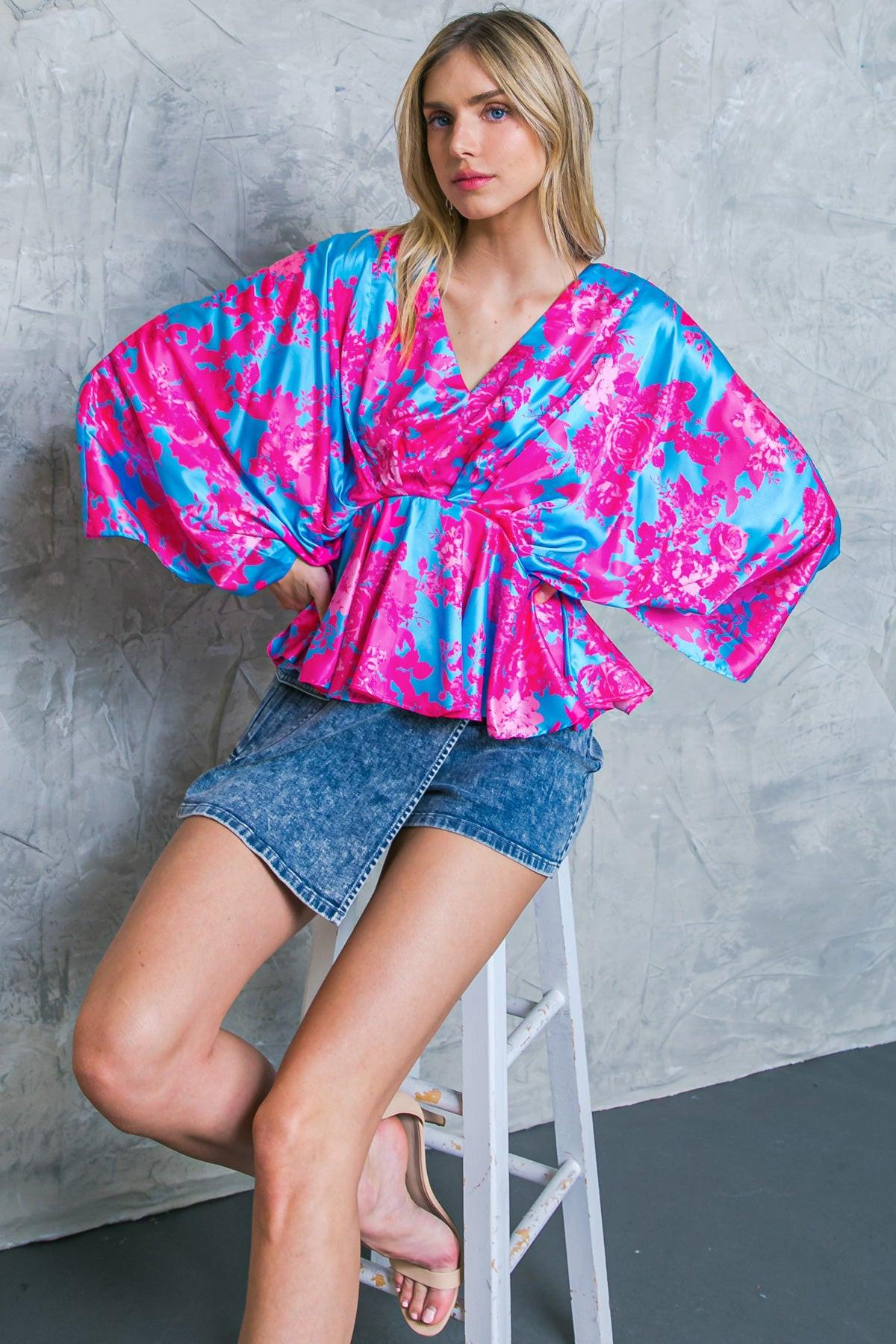 HERE WE GO AGAIN BLUE WOVEN TOP.