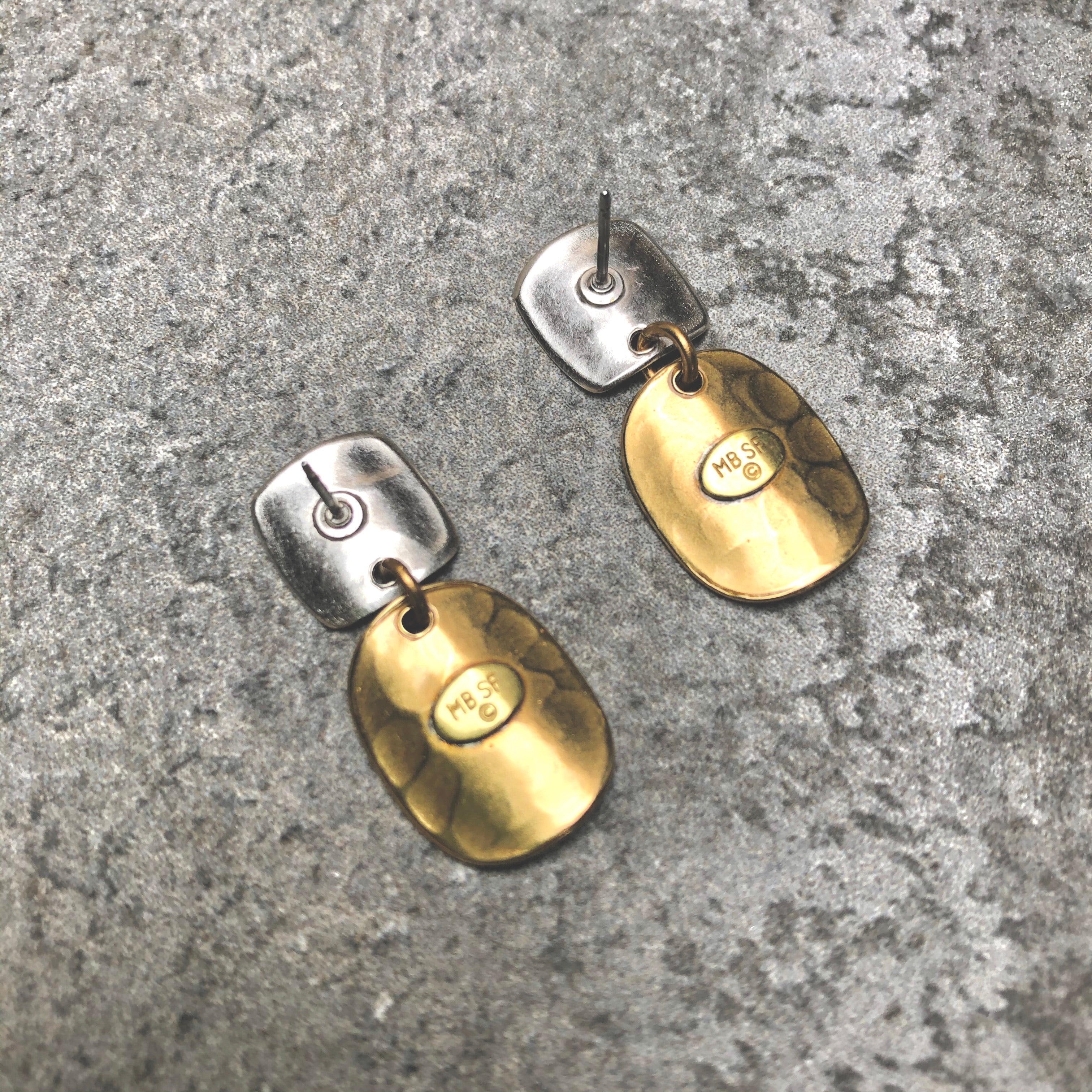 Concave Square with Oval Post Earring