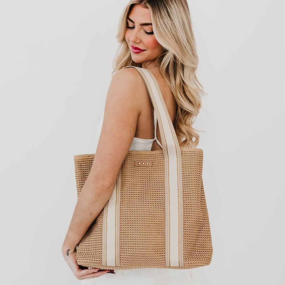 Ruby Raffia Tote Bag.
