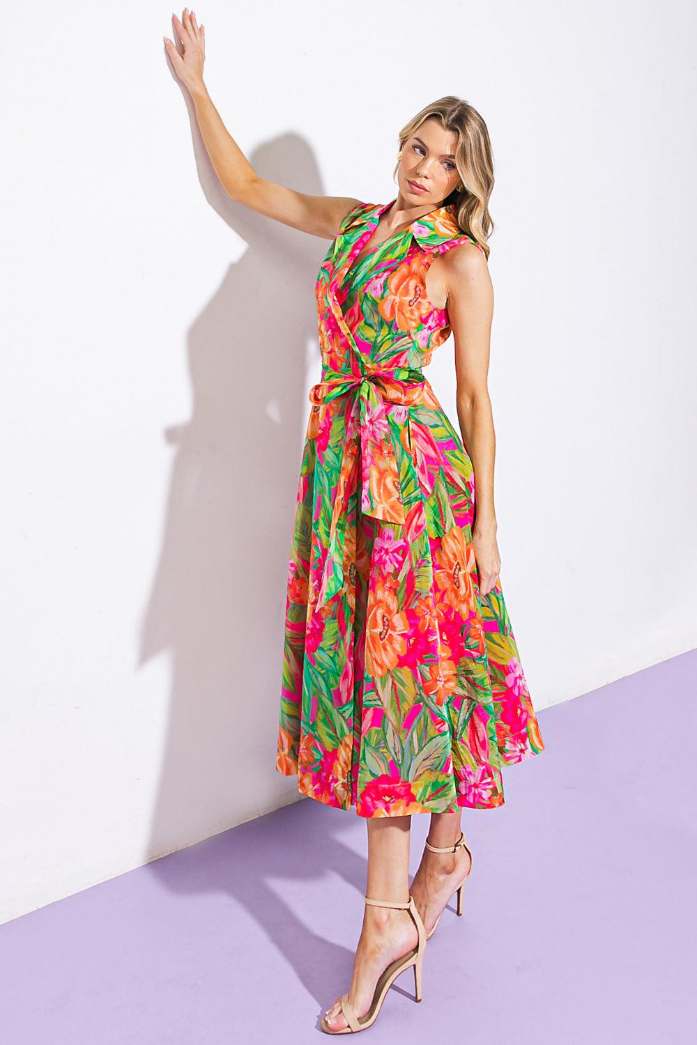 EVERYDAY DREAMS WOVEN MIDI DRESS.