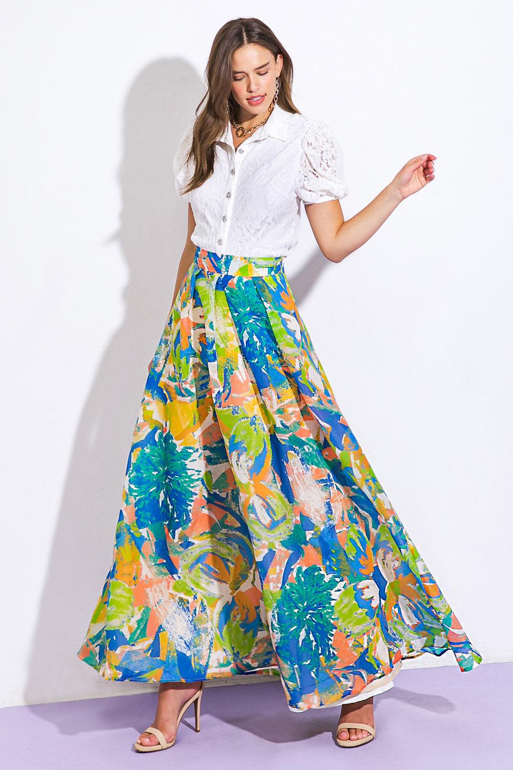 COASTAL CHIC WOVEN MAXI SKIRT.