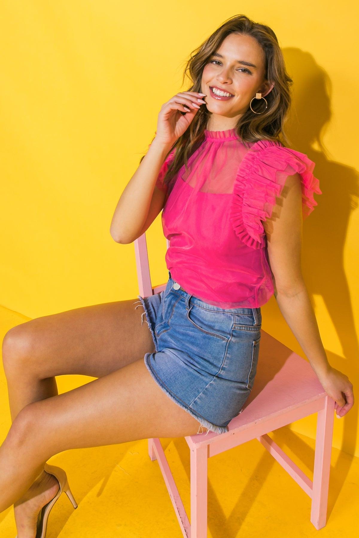 YOU'RE ON MY MIND TULLE TOP.