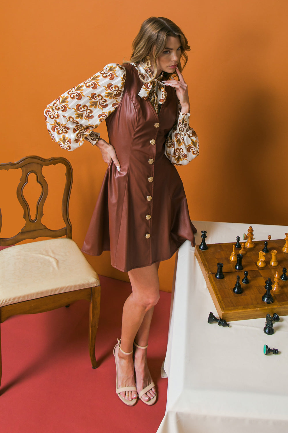 HIGH TIER LEATHER MINI DRESS