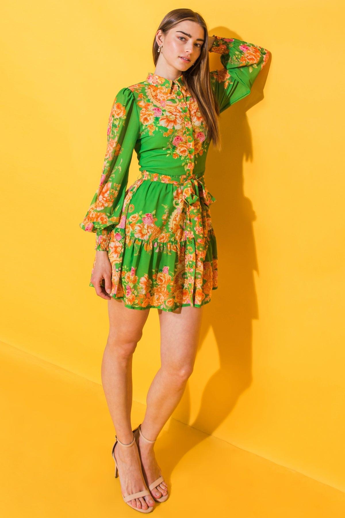 FURTHERST THING WOVEN MINI DRESS.