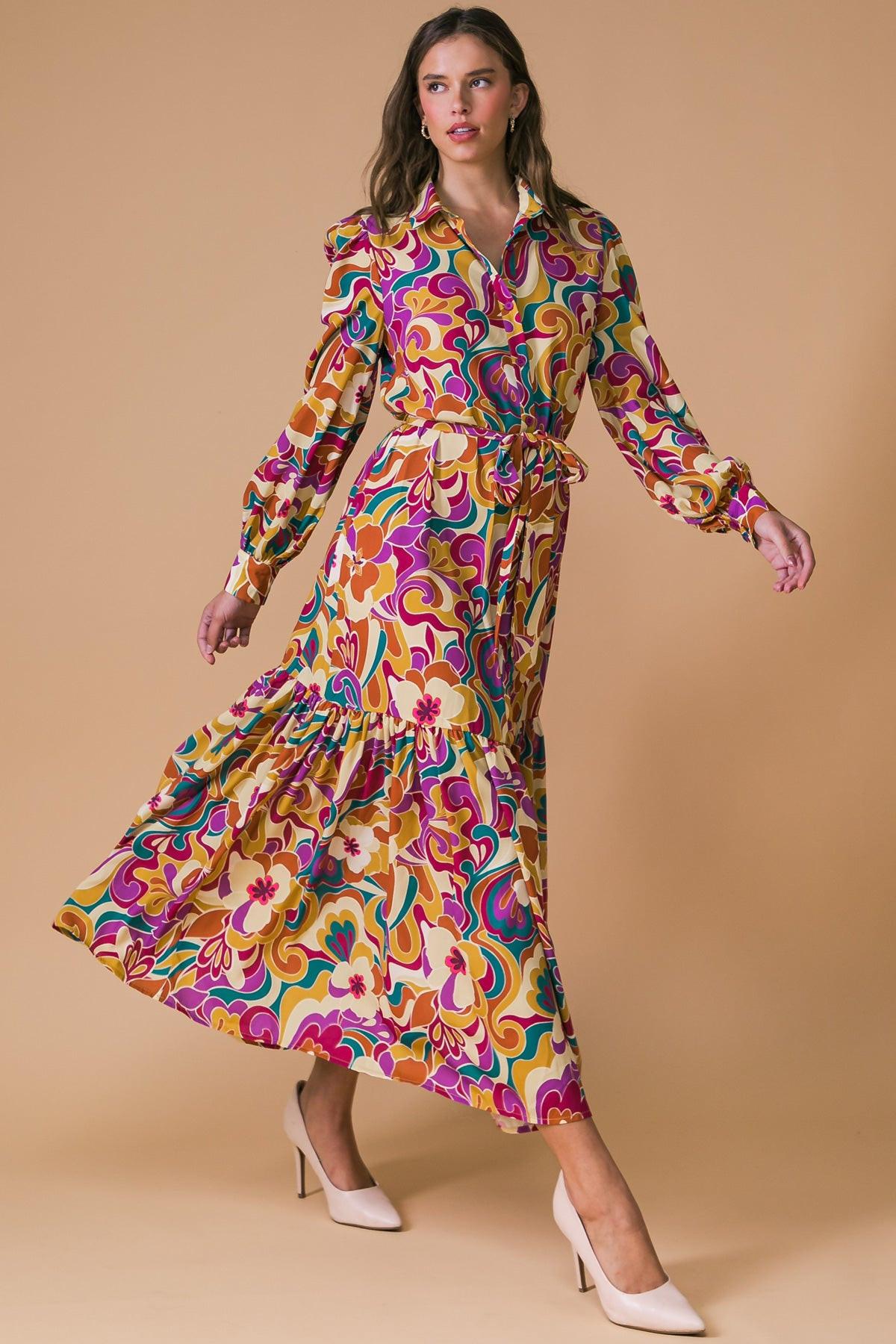 MY EYES ON YOU WOVEN MIDI DRESS.