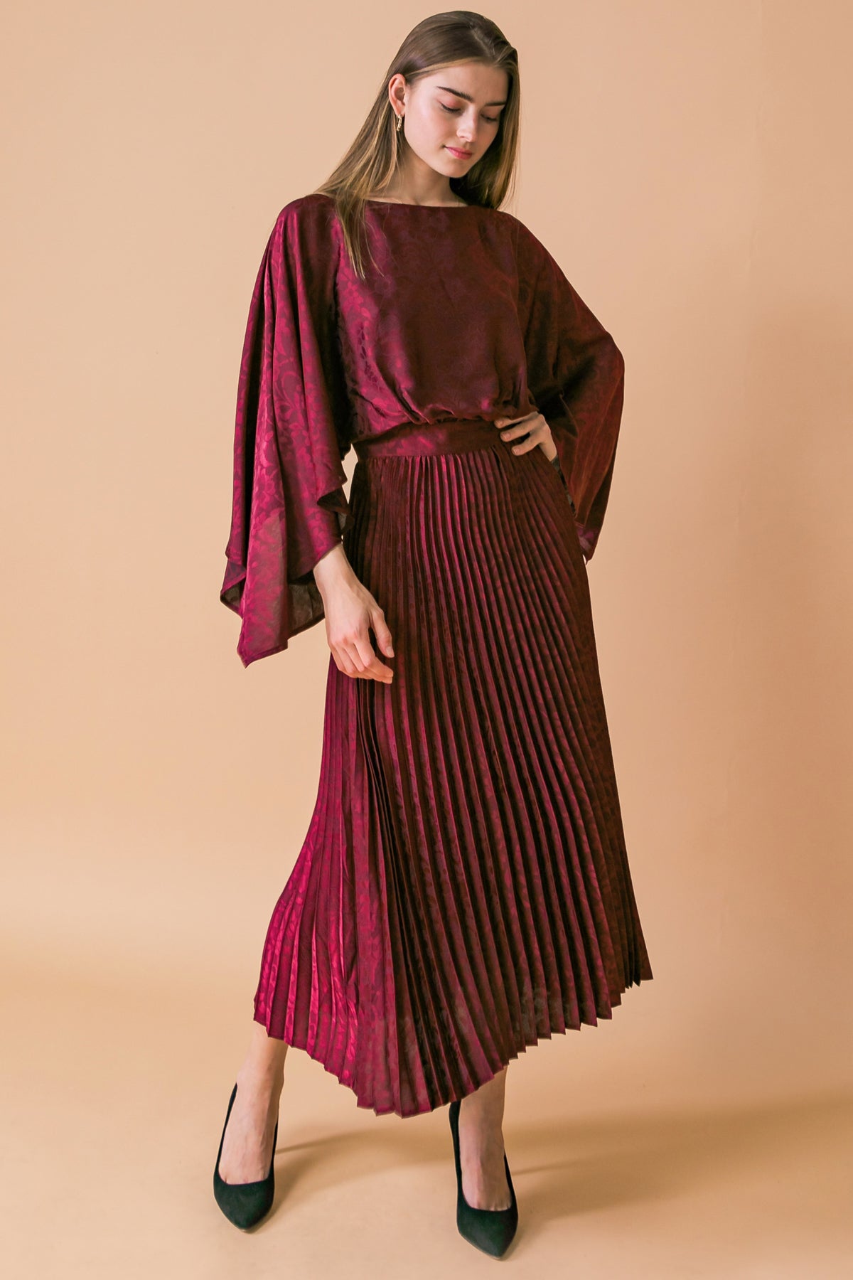 DARLING ELEGANCE JACQUARD WOVEN MIDI DRESS