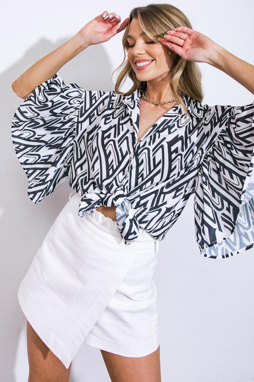 PRETTY ON POINT WOVEN TOP.