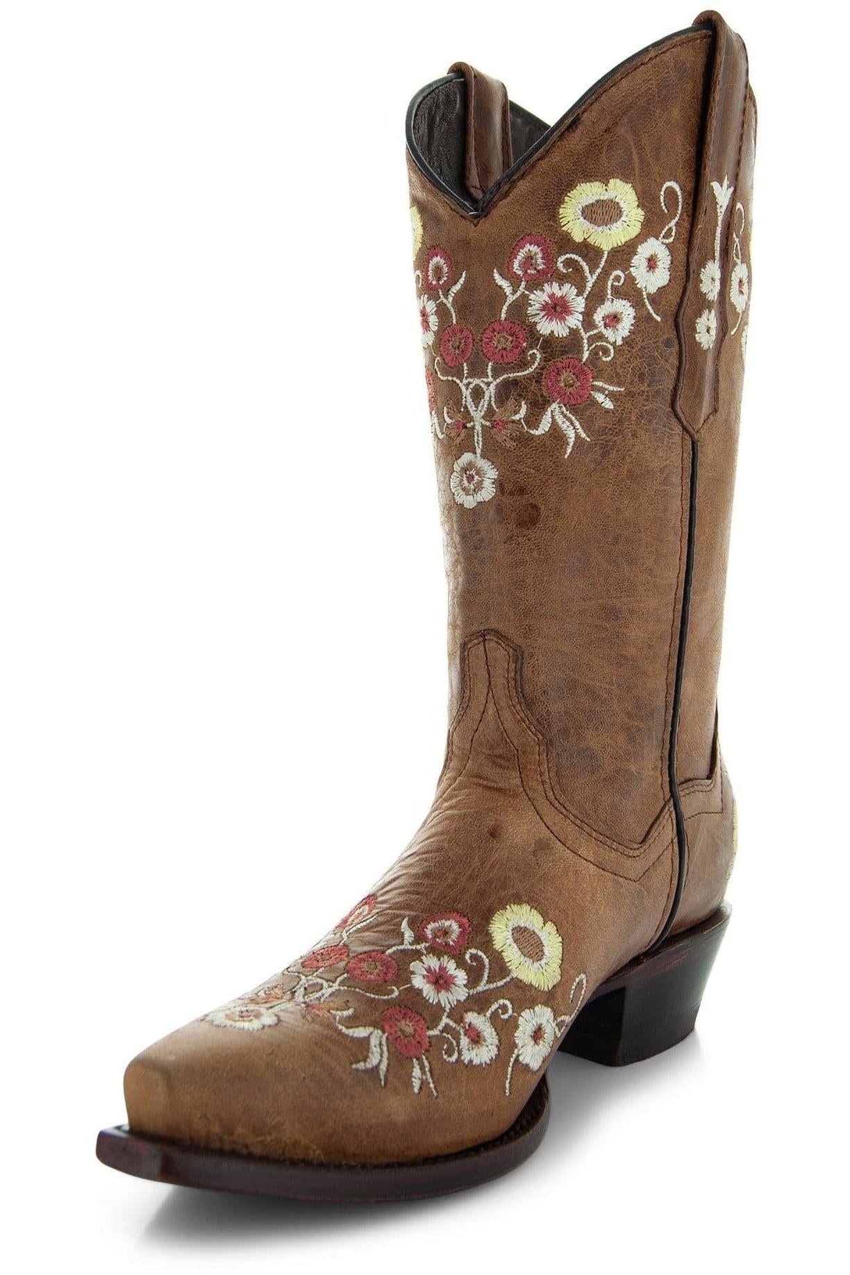 Women's Snipped Toe Western Boots | Floral Showstopper Cowgirl Boots (M50044).