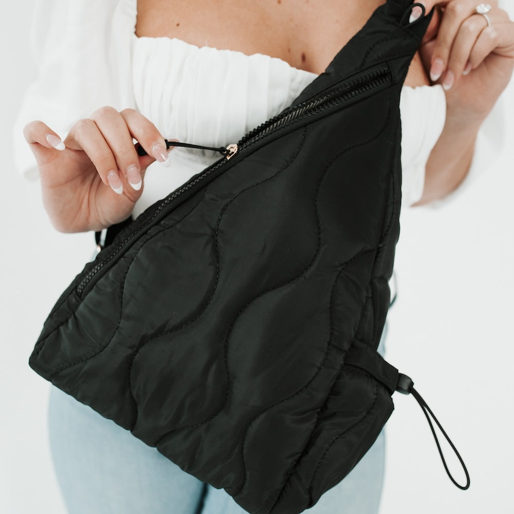 Striding Through Philly Puffer Sling Bag & Backpack